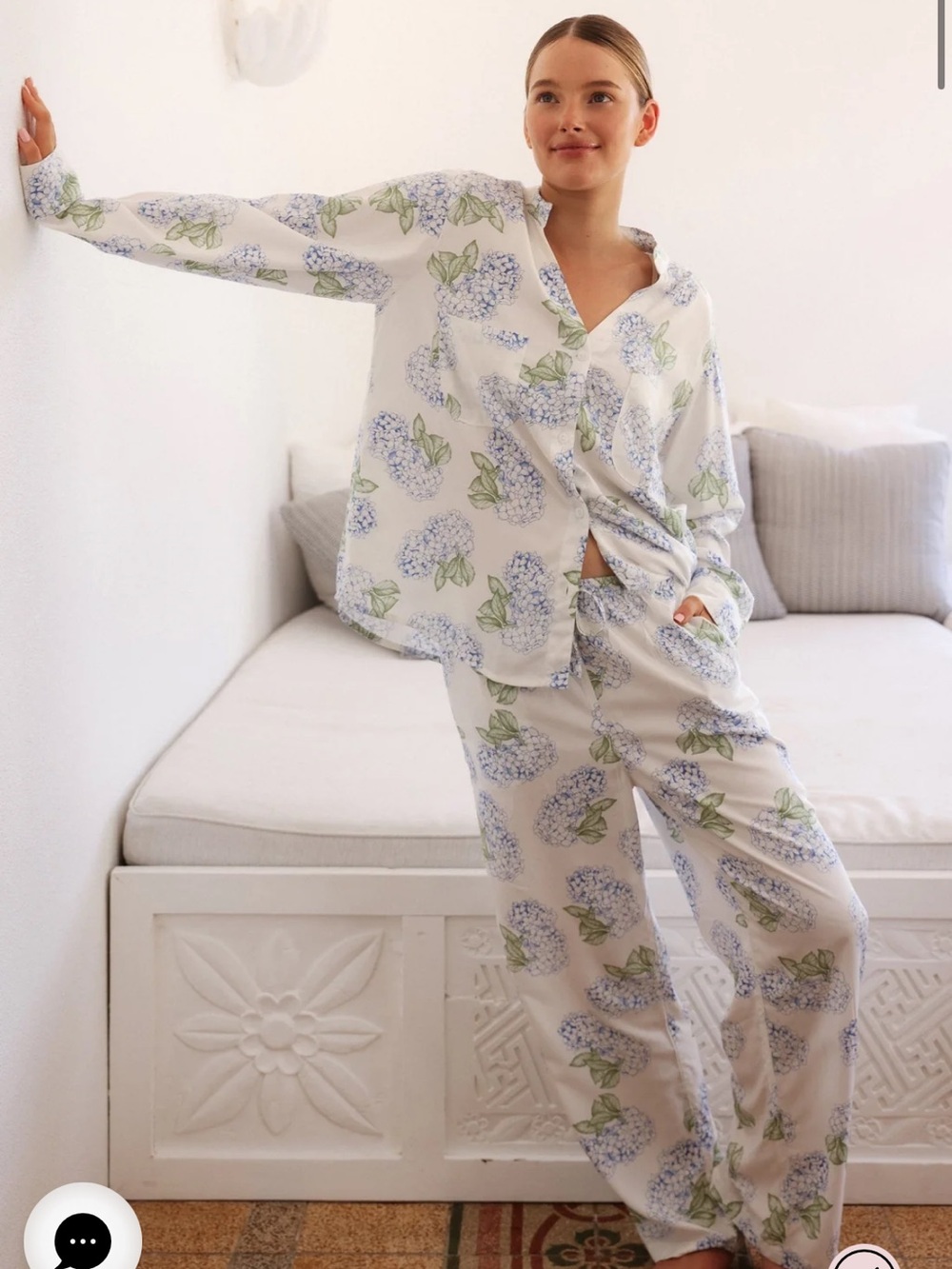 Piyama Maggie Pajama Set - Long - Hydrangea Blue